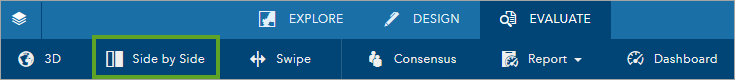 Comparaison côte à côte sur la barre d'outils Evaluer.