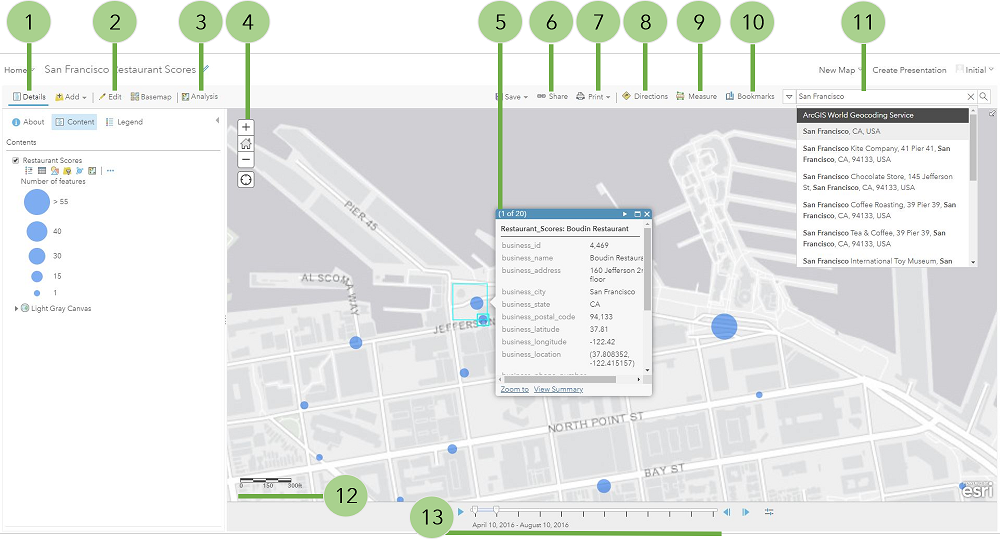 Map Viewer avec éléments étiquetés Map Viewer avec éléments étiquetés